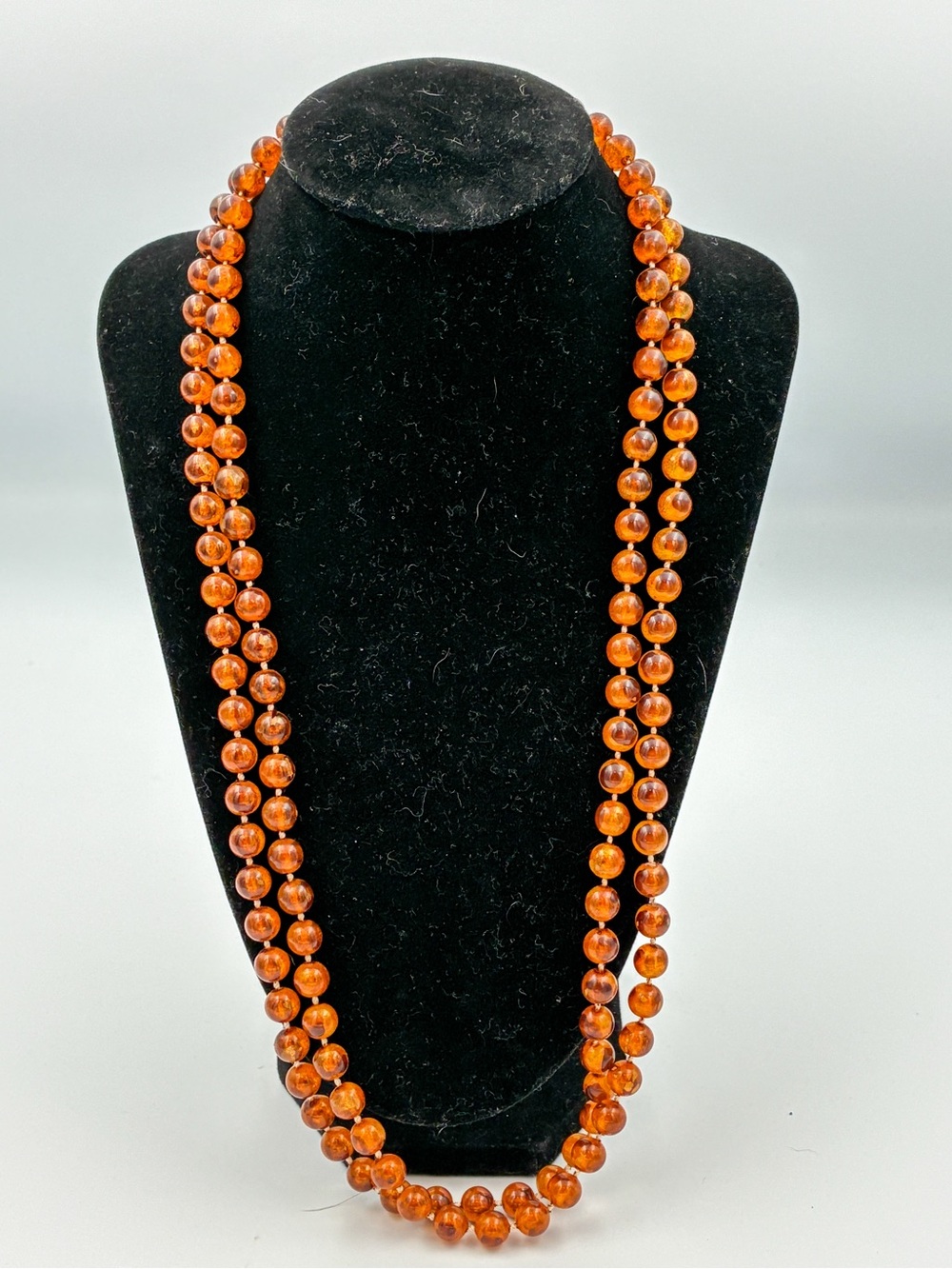 Vintage Amber Color Butterscotch Apple Juice Lucite Necklace 50"